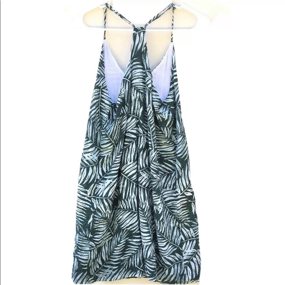 Lucca Couture Womens small Green Leaf print Racerback V-neck sleeveless dress - Picture 3 of 11